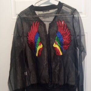 The Free Yoga Sheer Bomber Jacket Size L-LX Fits like a Medium